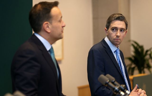 Taoiseach Leo Varadkar and Ireland\'s Minister for Health Simon Harris. The Irish government has responded to the coronavirus outbreak with secrecy