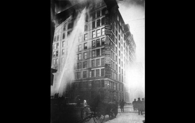 The Triangle Shirtwaist Factory fire on March 25, 1911. First published on the front page of The New York World on March 26, 1911.