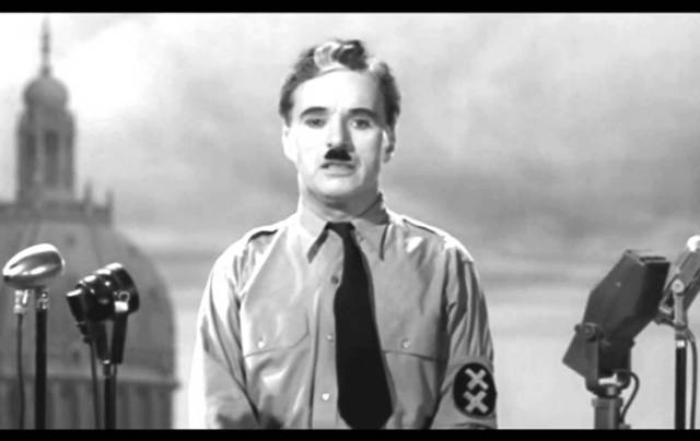 Charlie Chaplin in The Great Dictator (1940).