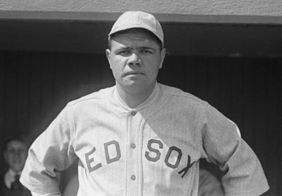The Red Sox\'s Babe Ruth, photographed in 1918.