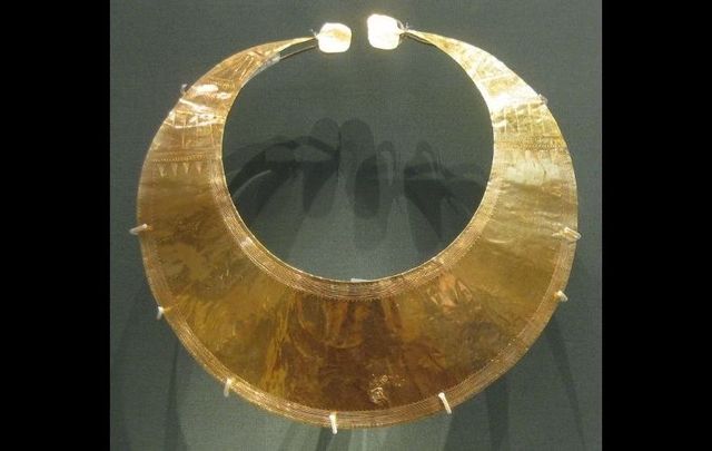 A gold lunula that was discovered in Blessington, Co. Wicklow.