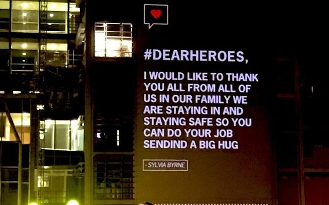 The Mater Hospital is projecting #DearHeroes messages this weekend to support health workers. 