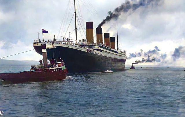 British Pathé footage of the Titanic in Belfast in April 1912 colorized by Old Ireland in Colour.