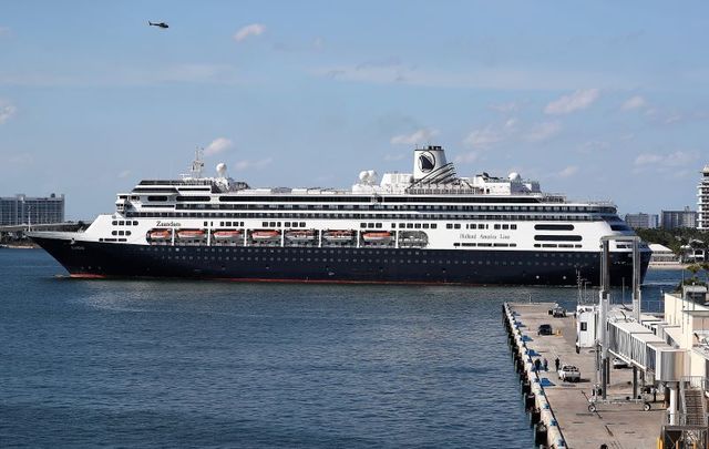 The Zaandam cruise ship pulls into Port Everglades on April 02, 2020 in Fort Lauderdale, Florida.