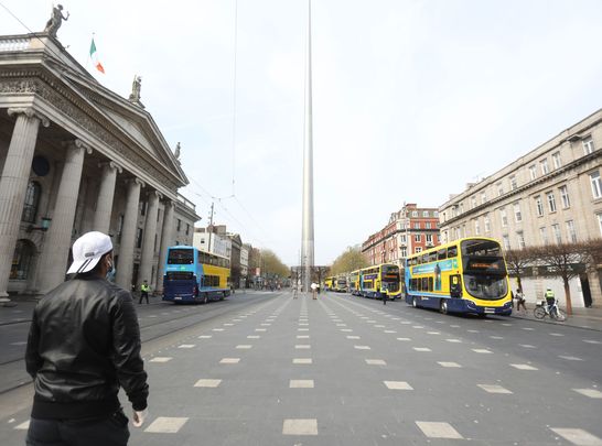 Empty O\'Connell Street, in Dublin, during the COVID-19 lockdown.