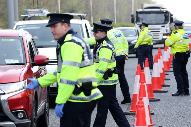 A garda checkpoint in Dublin, as gardai continue a major operation to limit public travel ahead of the May Bank Holiday weekend. 