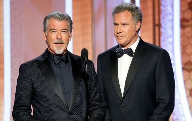 Pierce Brosnan and Will Ferrell presenting at the 77th Annual Golden Globe Awards on January 5, 2020.