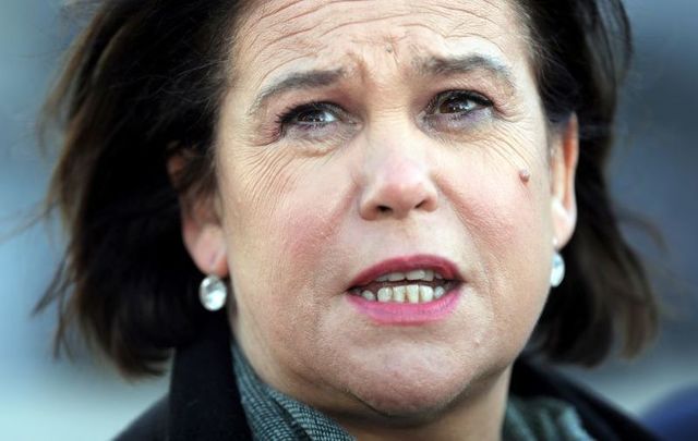 Sinn Fein president Mary Lou McDonald outside of the Dail (Leinster House) Dublin in March 2020.