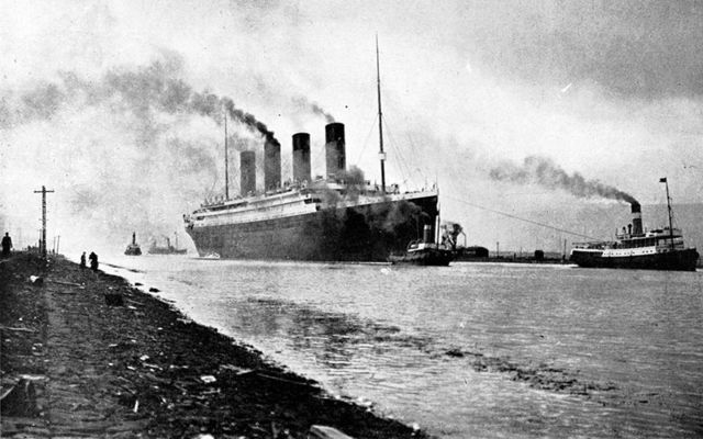 The RMS Titanic during its sea trials on April 2, 1912.