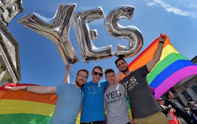 Thousands of people gathered at Dublin Castle on May 23, 2015 to await the results of the country\'s gay marriage referendum.