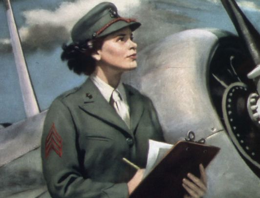 Illustration of a worker from World War II in the US Women’s Air Corps.