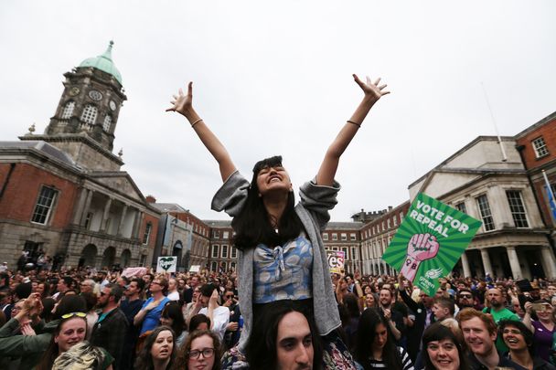 Scenes at Dublin Castle, when the Abortion Referendum results were announced.