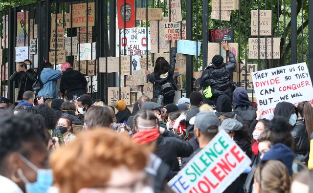 Anti-racism protests outside the US Embassy in Dublin.