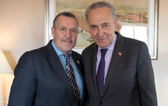 Malachy McAllister and New York Senator Charles \'Chuck\' Schumer.