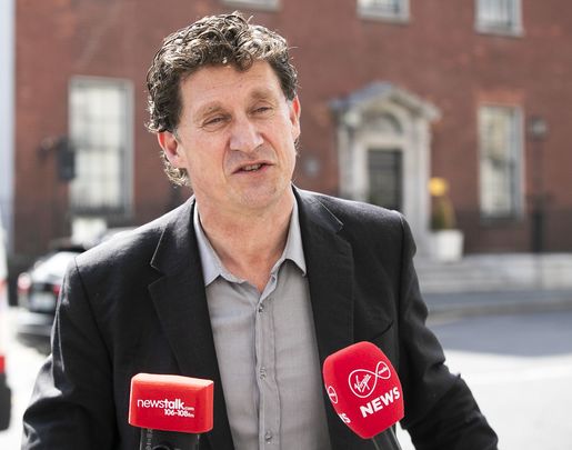 Green Party leader Eamon Ryan speaks to the media outside Government Buildings in Dublin