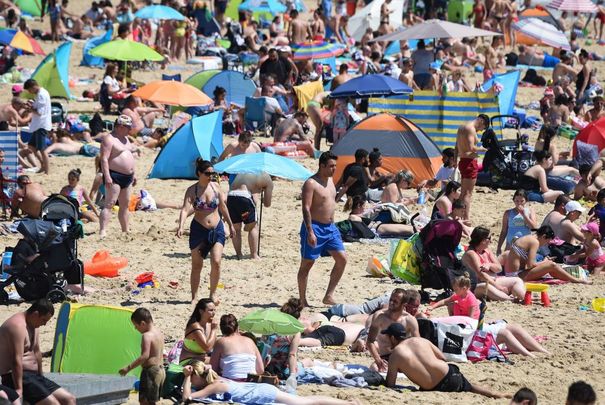 A crowded beach.