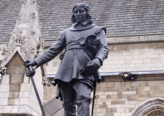 A statue of Oliver Cromwell outside Westminister Palace in London.