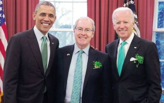 President Obama, Ambassador O\'Malley, and Vice President Biden in Oval Office, March 2015.