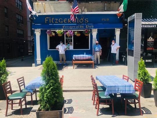 Fitzgerald’s Pub on Third Avenue and 25th Street in New York and its outdoor setup.