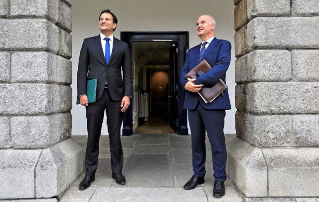 Taoiseach Leo Varadkar and Ireland\'s Chief Medical Officer Dr. Tony Holohan after announcing that Phase 3 could be enacted on Monday, June 29.