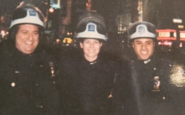 Patricia O\'Connor, center, on active duty with the NYPD.