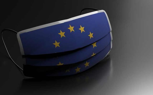 EU flag on face mask. Irish woman Emer Cooke has been nominated Executive Director of the European Medicines Agency (EMA).