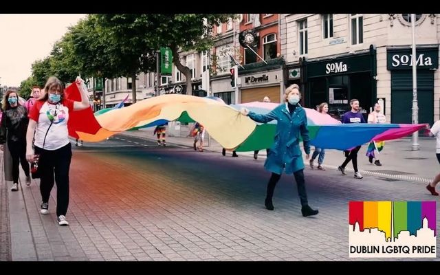 Some members of the LGBTQ community carried the Pride flag down Dublin\'s O\'Connell Street on June 27.