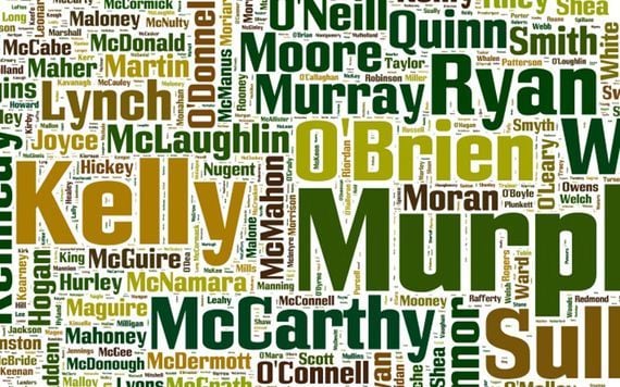 Murphy, Kelly and O\'Sullivan are the three most common Irish surnames. 