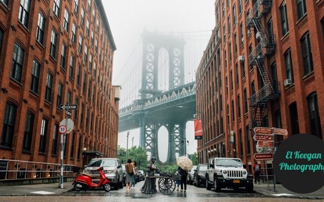 Dublin\'s Molly Malone Statue seamlessly blended into DUMBO, Brooklyn. 