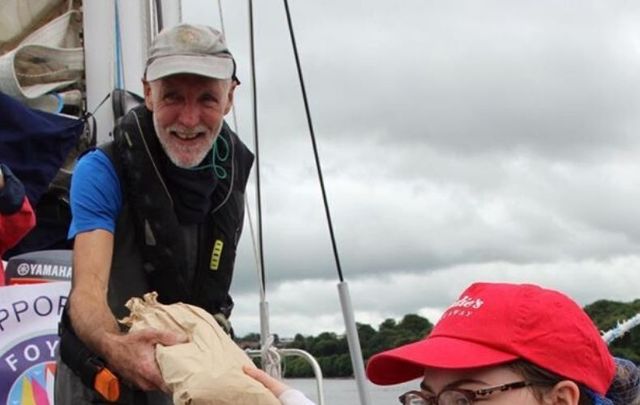 Garry Crothers was greeted with a portion of fish and chips on his arrival in Derry.