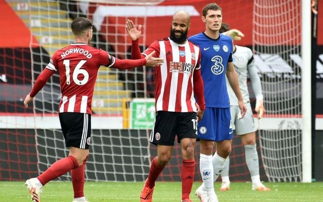 David McGoldrick celebrates after scoring his first Premier League goal against Chelsea at the weekend. 