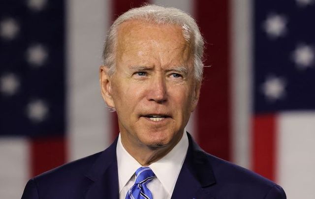 Joe Biden speaks at the Chase Center July 14, 2020 in Wilmington, Delaware. Biden delivered remarks on his campaign\'s \'Build Back Better\' clean energy economic plan. 