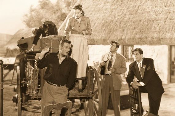 On the set of "The Quiet Man" starring Maureen O'Hara and John Wayne. On the set of "The Quiet Man" starring Maureen O'Hara and John Wayne.
