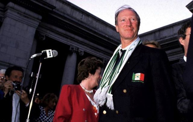 July 1, 1990: Jack Charlton at the Dublin homecoming for Ireland\'s national football team.