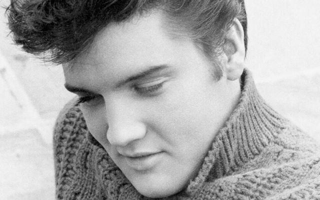 Elvis Presley in an Aran sweater on the set of Jailhouse Rock in 1957.