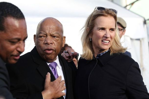 John Lewis (D-GA) and Kerry Kennedy attend a ceremony at Lorraine Motel, where Dr. King was murdered, on the 50th anniversary of his assassination, April 4, 2018 in Memphis, Tennessee.