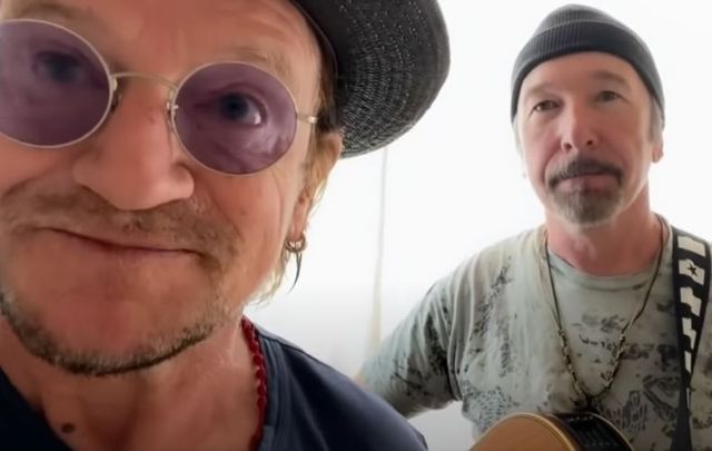 Bono and The Edge performed an acoustic version of \"Stairway to Heaven\" as a thank you to their dedicated road crew.