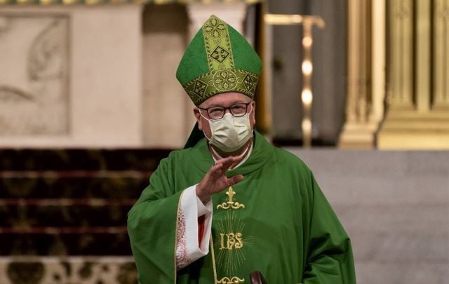 June 28, 2020: Cardinal Timothy Dolan celebrates Mass at St. Patrick\'s Cathedral in New York City, the Cathedral\'s first public Mass since March due to the global pandemic. 