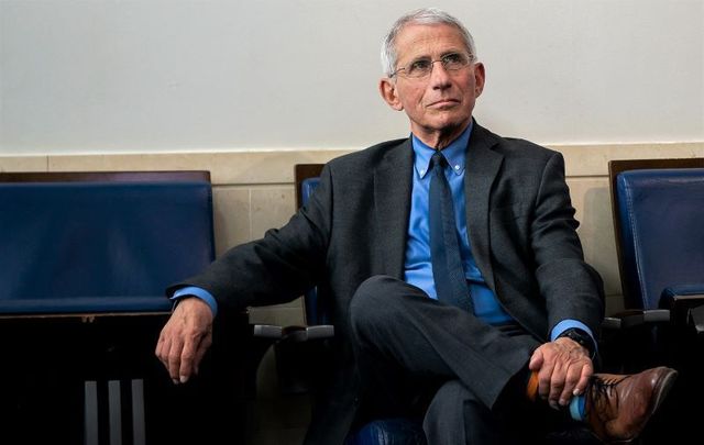 Dr. Anthony S. Fauci attends a coronavirus update briefing Tuesday, April 7, 2020, in the James S. Brady Press Briefing Room of the White House.