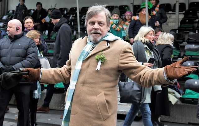 Mark Hamill pictured here at the 2018 Dublin St. Patrick\'s Day Parade where he was a guest of honor.