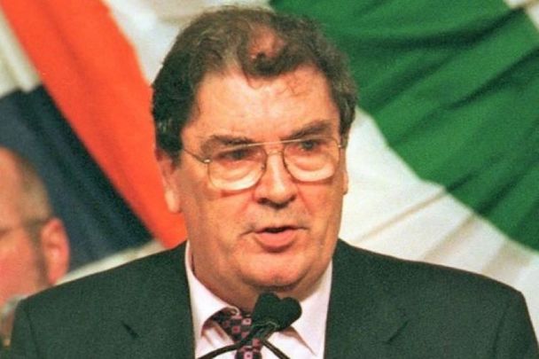 March 18, 2001: Nobel Peace Prize winner and Northern Ireland peace activist John Hume addresses the crowd at the annual St. Patrick\'s Day Breakfast in South Boston, Massachsuetts.