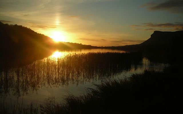 The sun setting over Glencarr Lake, County Leitrim.