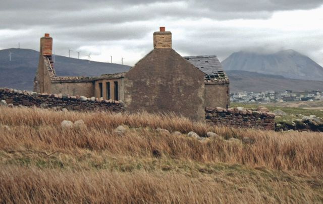 The abandoned schoolhouse on Gola Island, off County Donegal.