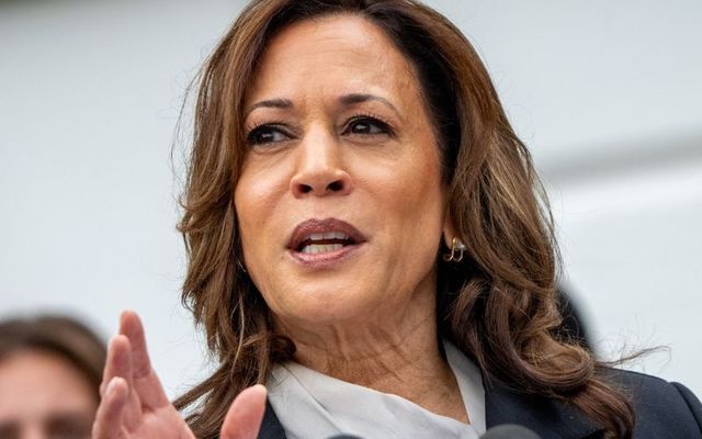 July 22, 2024: US Vice President Kamala Harris speaks during an NCAA championship teams celebration on the South Lawn of the White House in Washington, DC, a day after President Joe Biden endorsed her after standing down from this year\'s election.