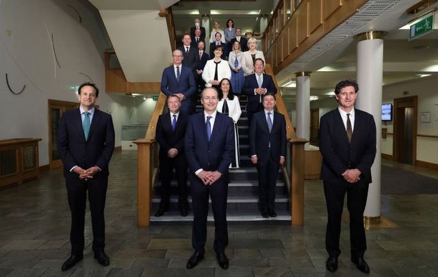 June 27, 2020:  Newly elected Cabinet of the 33rd Dail meet for their first cabinet meeting in Dublin Castle.
