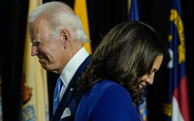Joe Biden and running mate Kamala Harris on August 12, 2020 in Wilmington, Delaware.