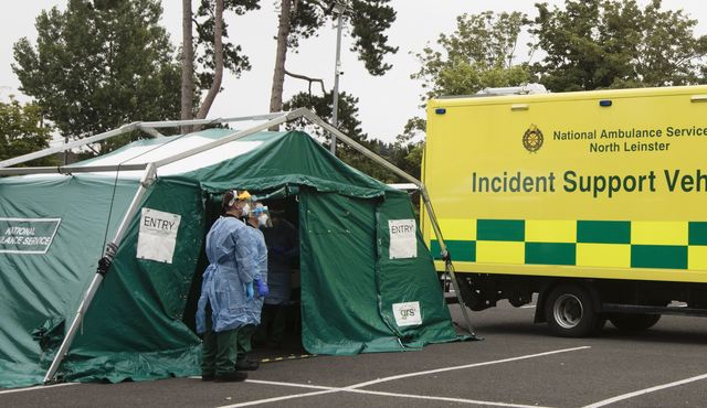 A COVID testing center set up in Newbridge, County Kildare.