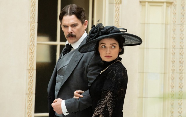 Ethan Hawke and Eve Hewson in Tesla.