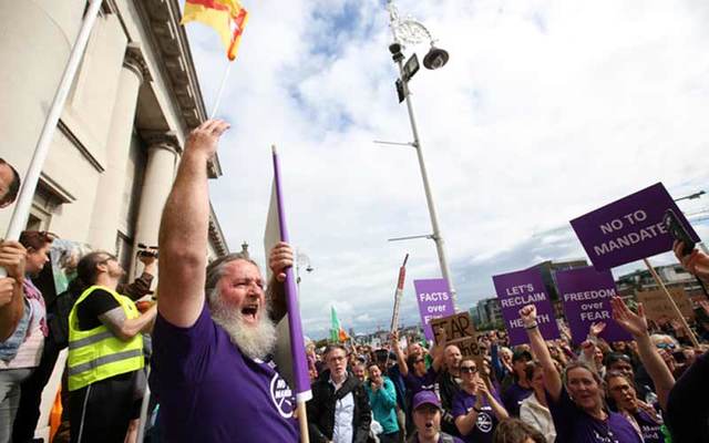 A protest against COVID regulations was held in Dublin on Saturday.