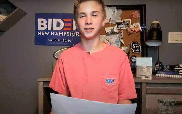 Brayden Harrington,13, from New Hampshire, spoke at the 2020 Democratic National Convention about how presidential candidate and fellow stutterer Joe Biden inspired him. 